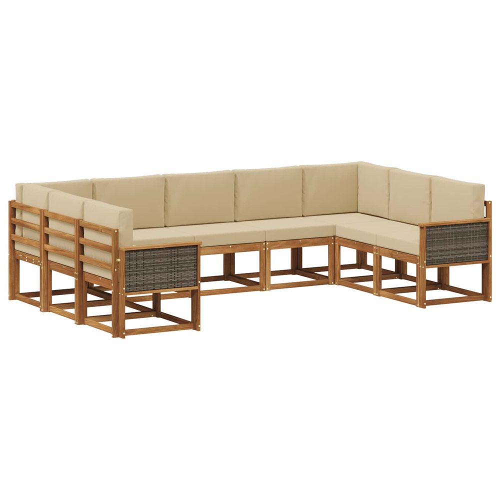 Ensemble de canapés d'extérieur 9 pc naturel et beige