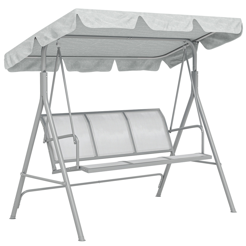 Balançoire 3 places auvent ajustable pieds antidérapants charge 240kg 171×108×154cm gris