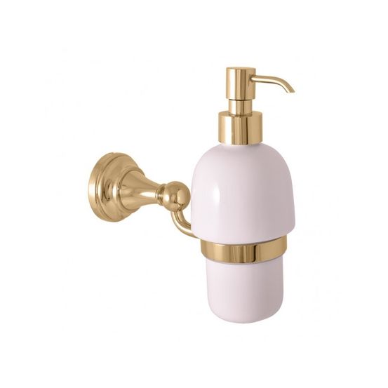 Distributeur de savon rétro morava en laiton doré et céramique 18,1x7,15 x19 cm
