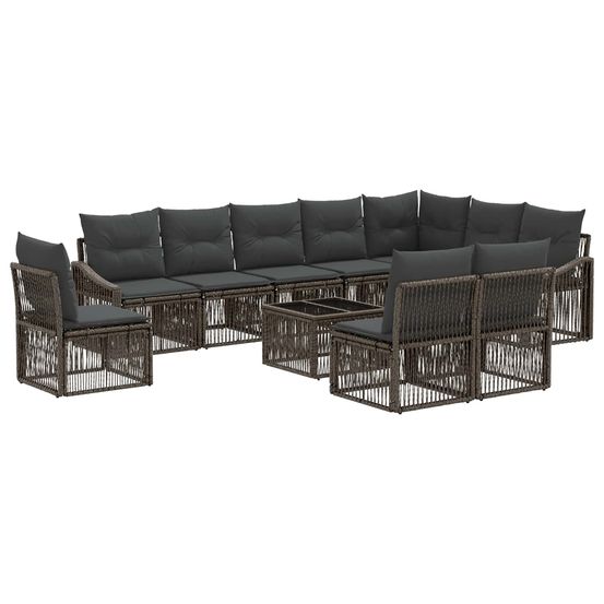 Ensemble de canapé de jardin 11 pc gris polyrotin