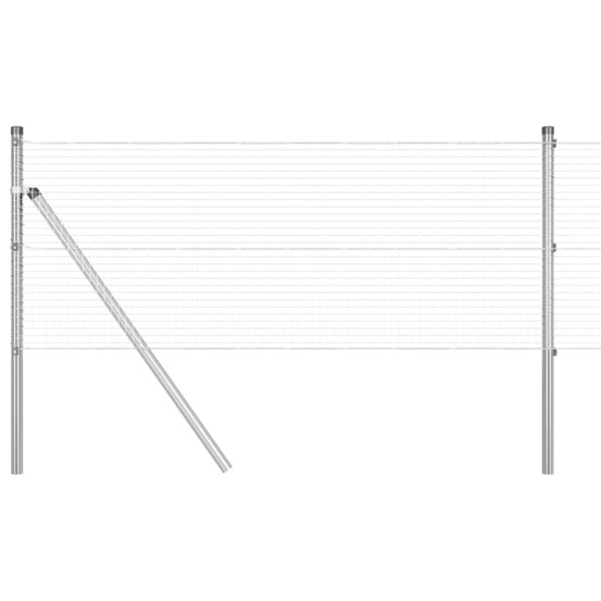 Clôture avec poteaux argent 0.6 x 25 m acier