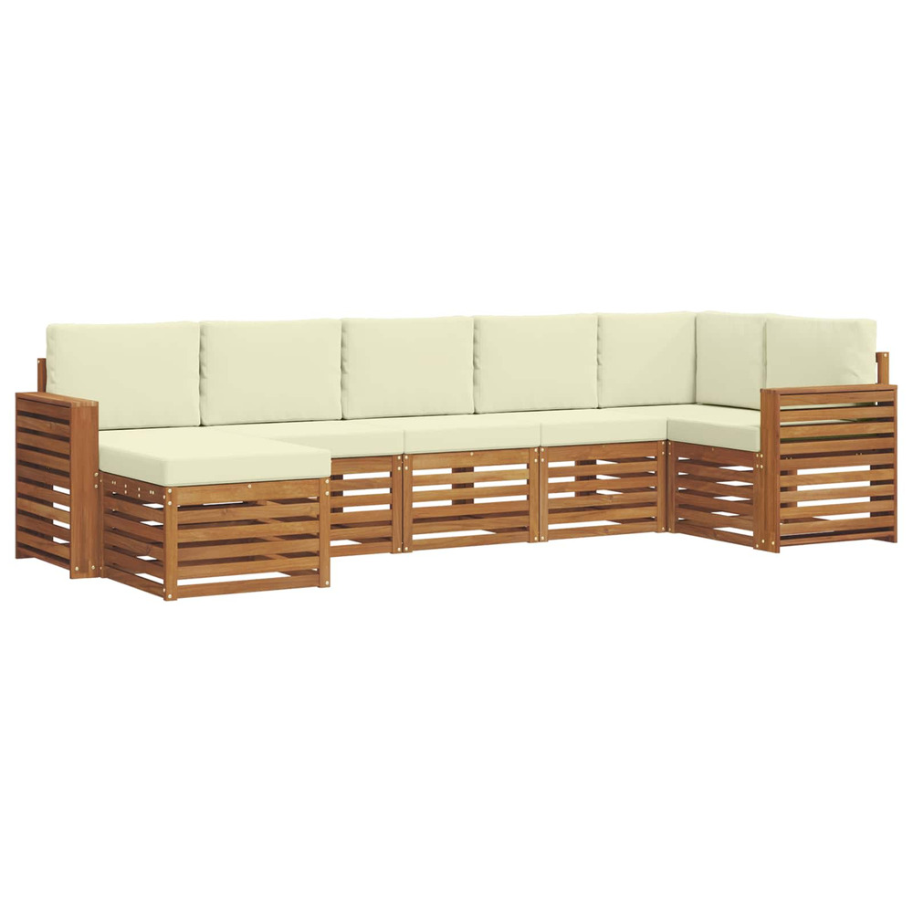 Ensemble de canapé d'angle avec coussin 7 pcs naturel et crème