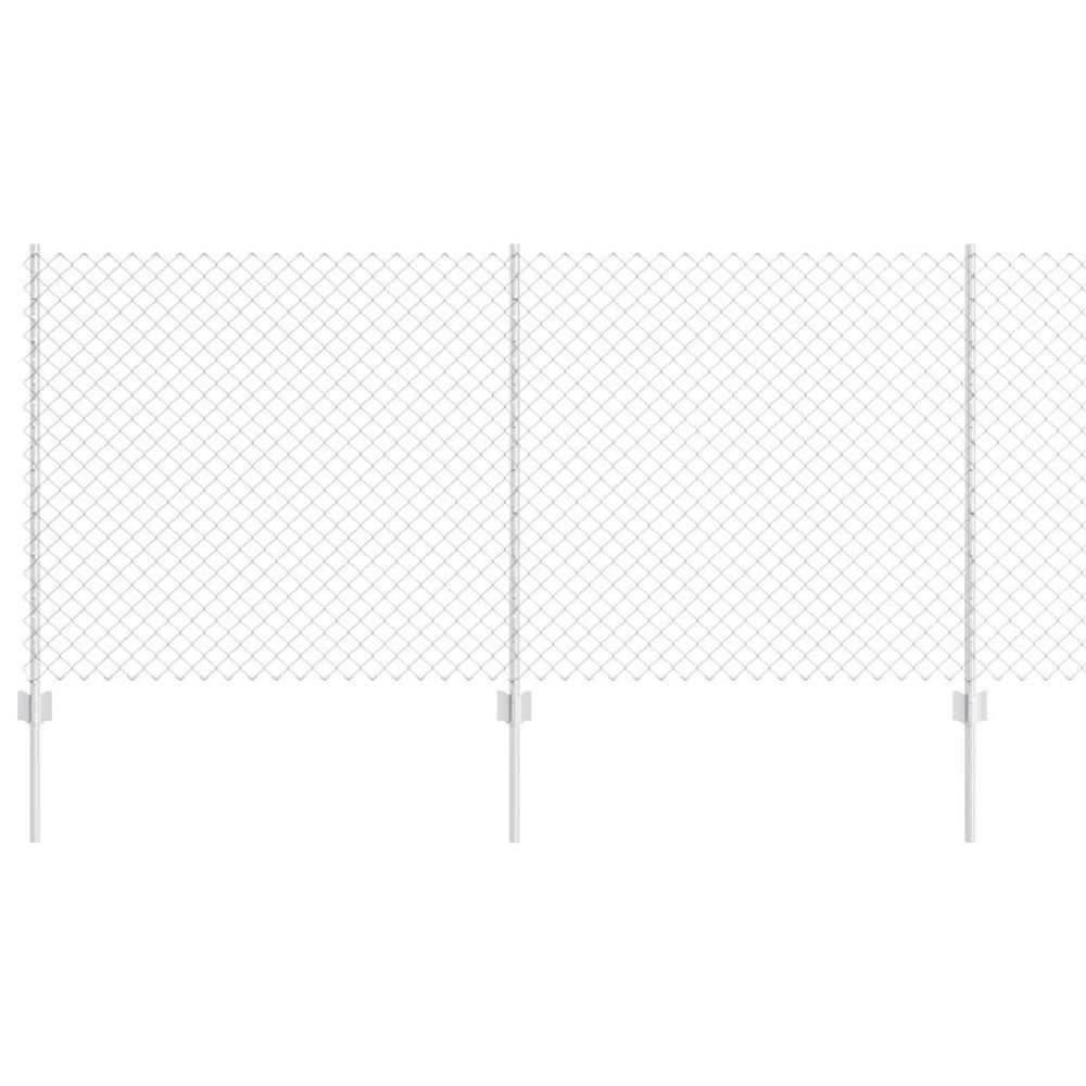 Clôture avec poteau argenté 1 x 10 m acier