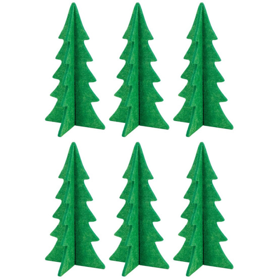 Lot de 6 sapins de noël pliables en feutrine verte – décoration de table ou rebo