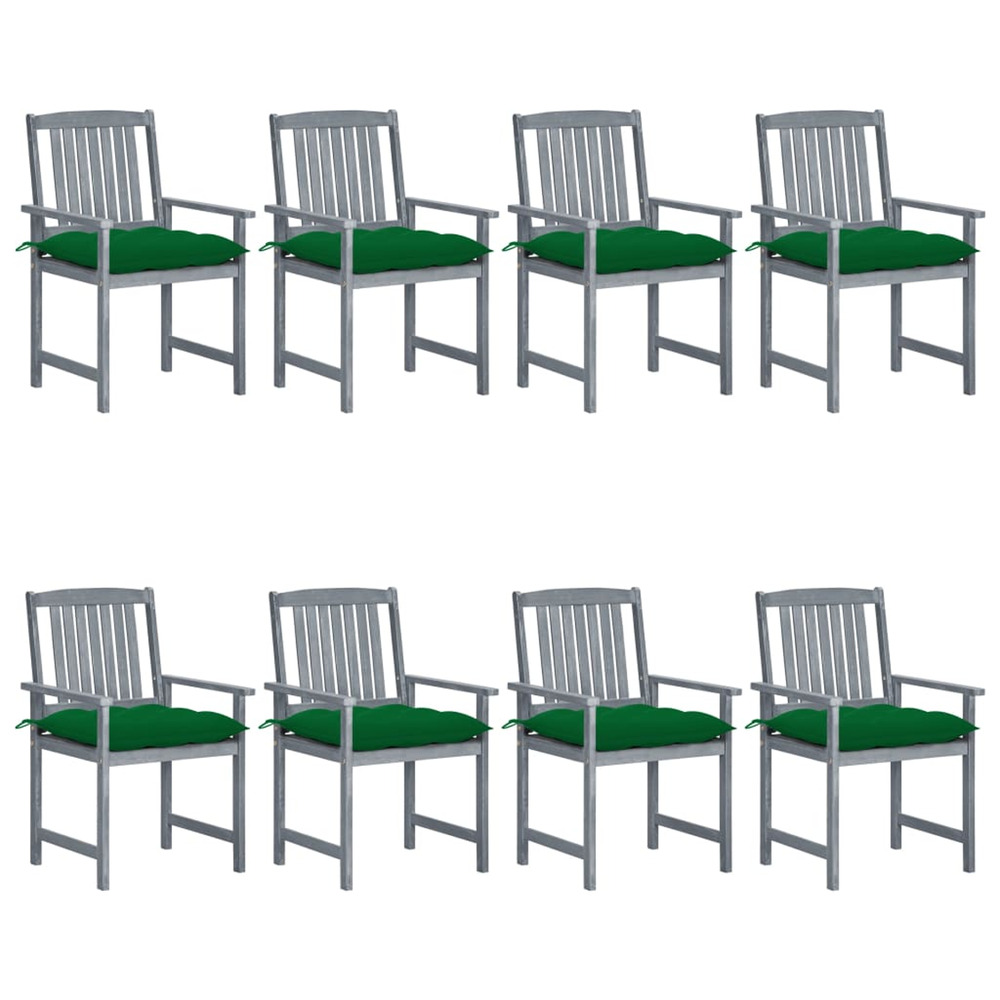 Chaises de jardin et coussins lot de 8 bois acacia solide gris