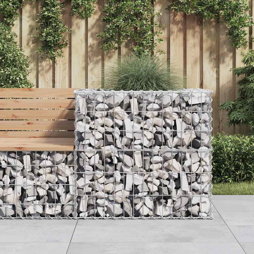 Jardinière gabion carrée en acier galvanisé pour aménagement de jardin 70 cm