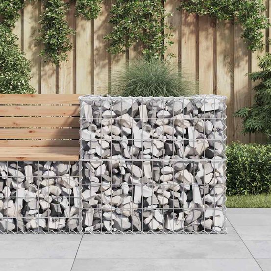 Jardinière gabion carrée en acier galvanisé pour aménagement de jardin 70 cm
