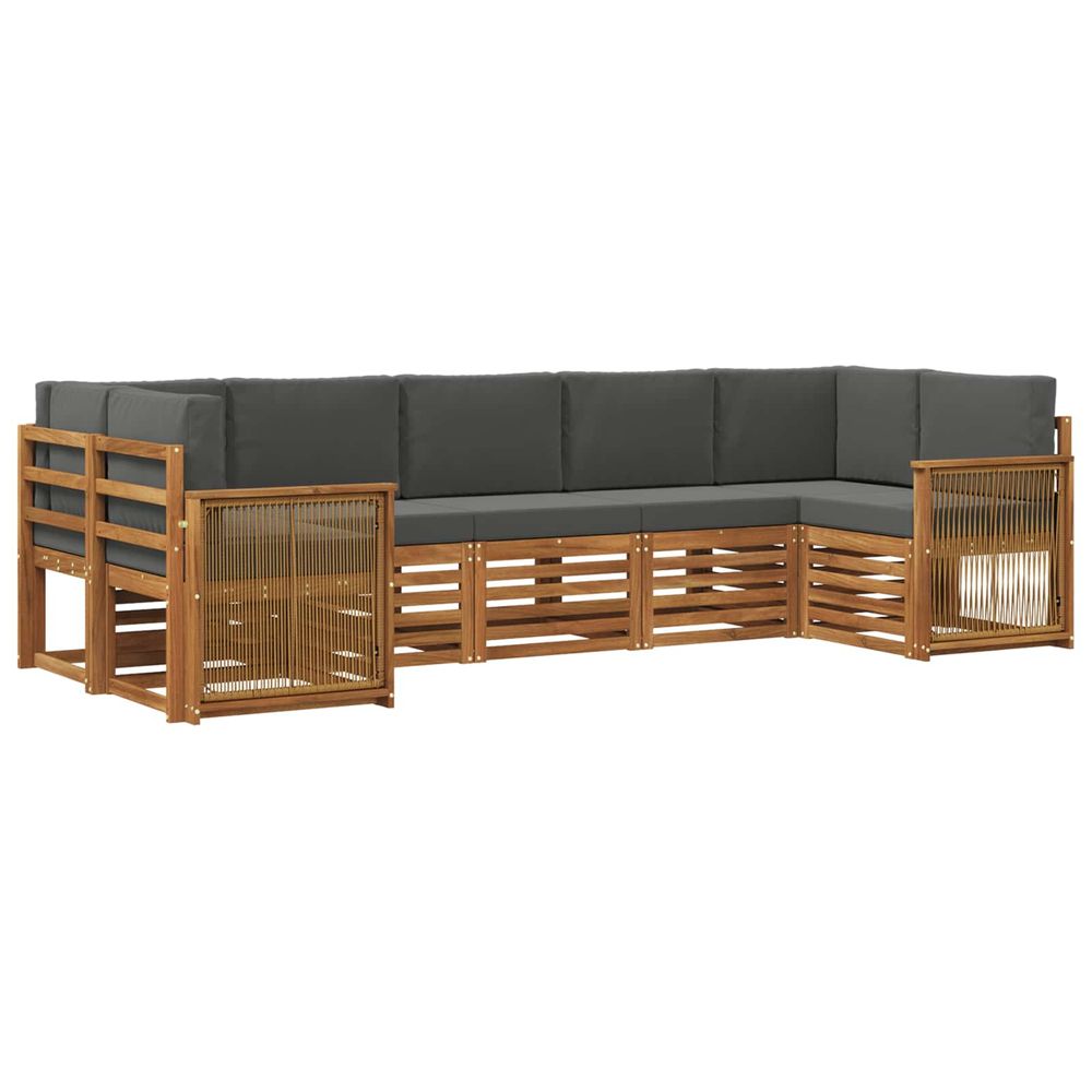 Ensemble de canapés d'extérieur 6 pc naturel et anthracite