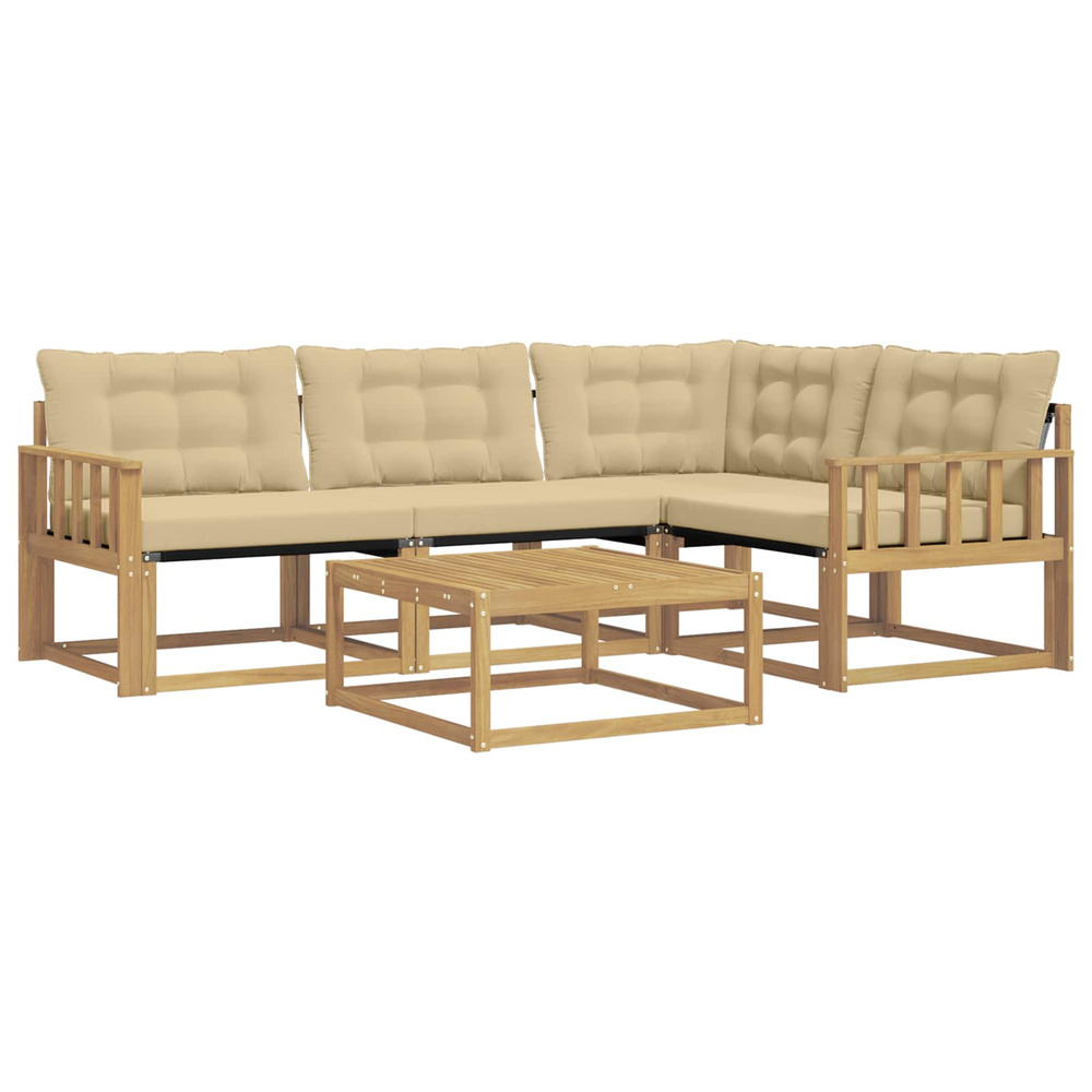 Ensemble de canapés d'extérieur 5 pcs blanc et beige