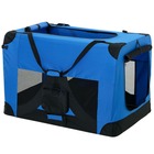 Cage de transport pour chien box chenil polyester pliant taille m bleu