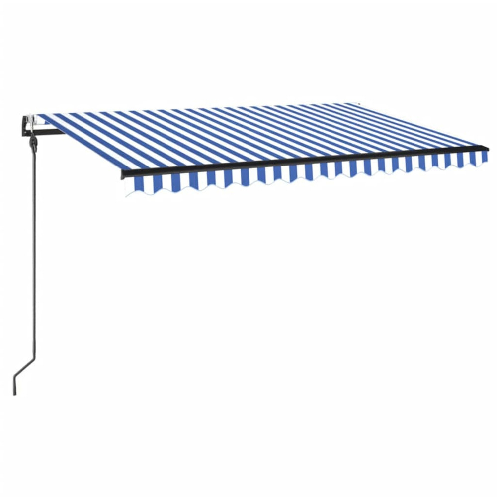 Auvent automatique capteur de vent/led 400x300 cm bleu et blanc