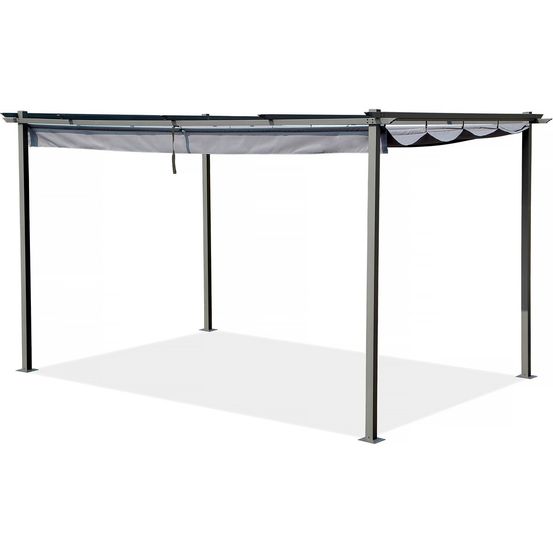 Pergola en métal avec toit rétractable - 3 x 4 m - gris anthracite