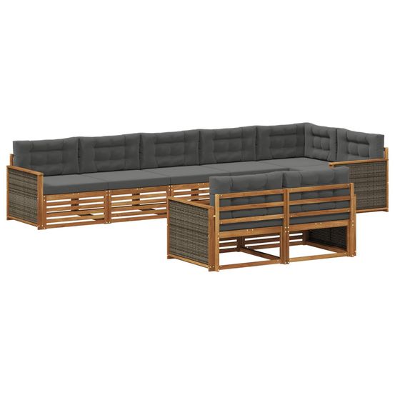Ensemble de canapés d'extérieur 8 pc naturel et anthracite