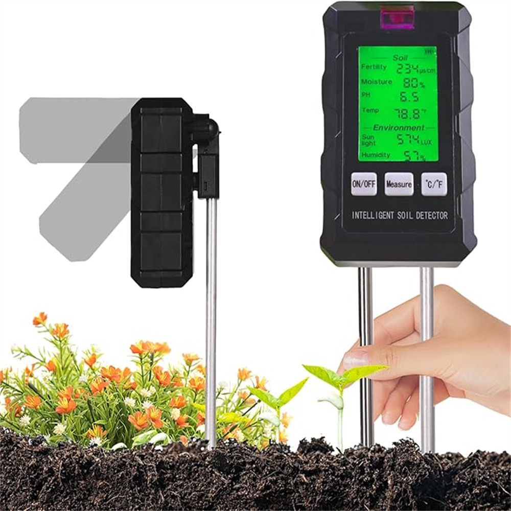 Testeur humidité plante, 6 en 1 hygrometre plante avec fertilité du sol/humidité/ph/température/lumière solaire/humidité ambiante