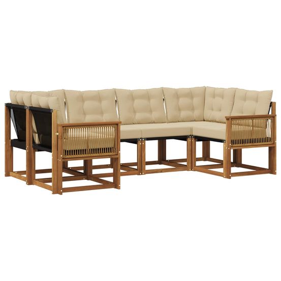 Ensemble de canapés d'extérieur 6 pc naturel et beige