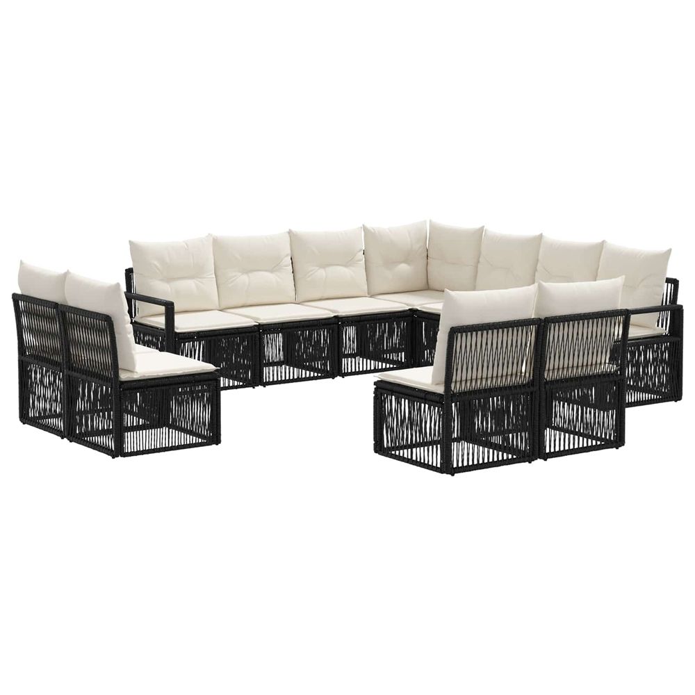 Ensemble de canapé de jardin 11 pc noir polyrotin