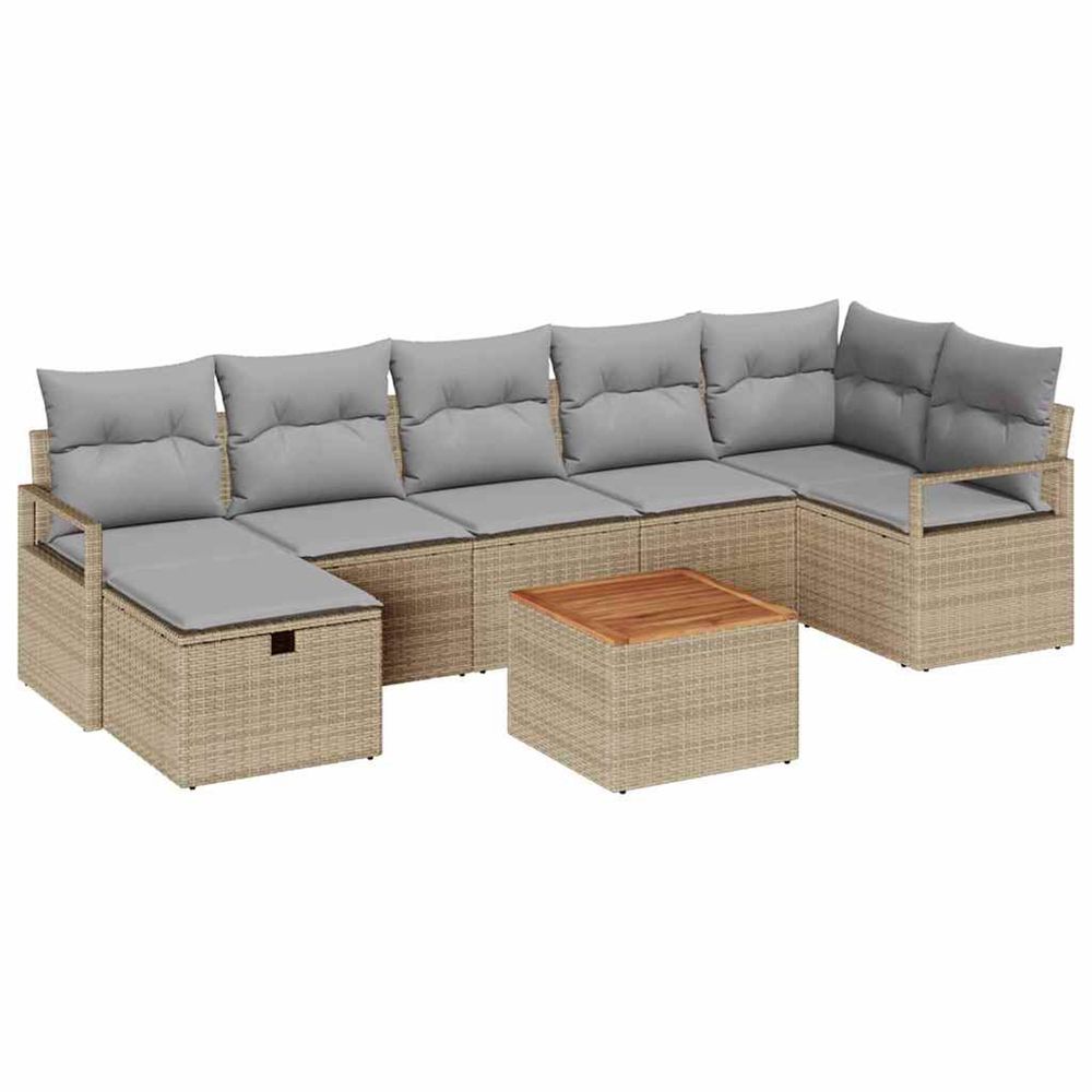 Ensemble de canapé de jardin 8 pc beige polyrotin