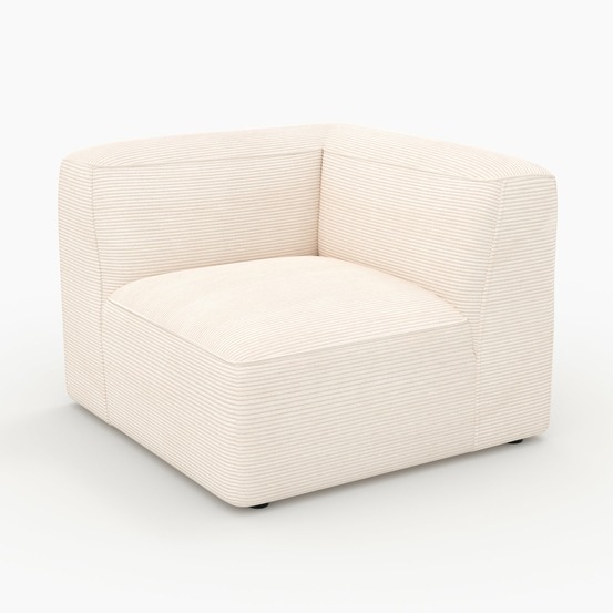 Mina-angle droit pour canapé modulable en velours blanc cassé