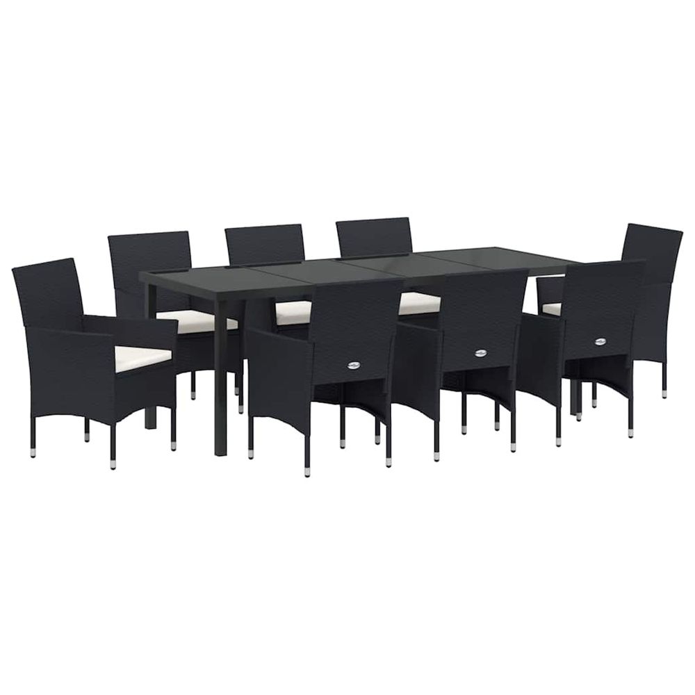Ensemble de salle à manger pour jardin 9 pc noir polyrotin