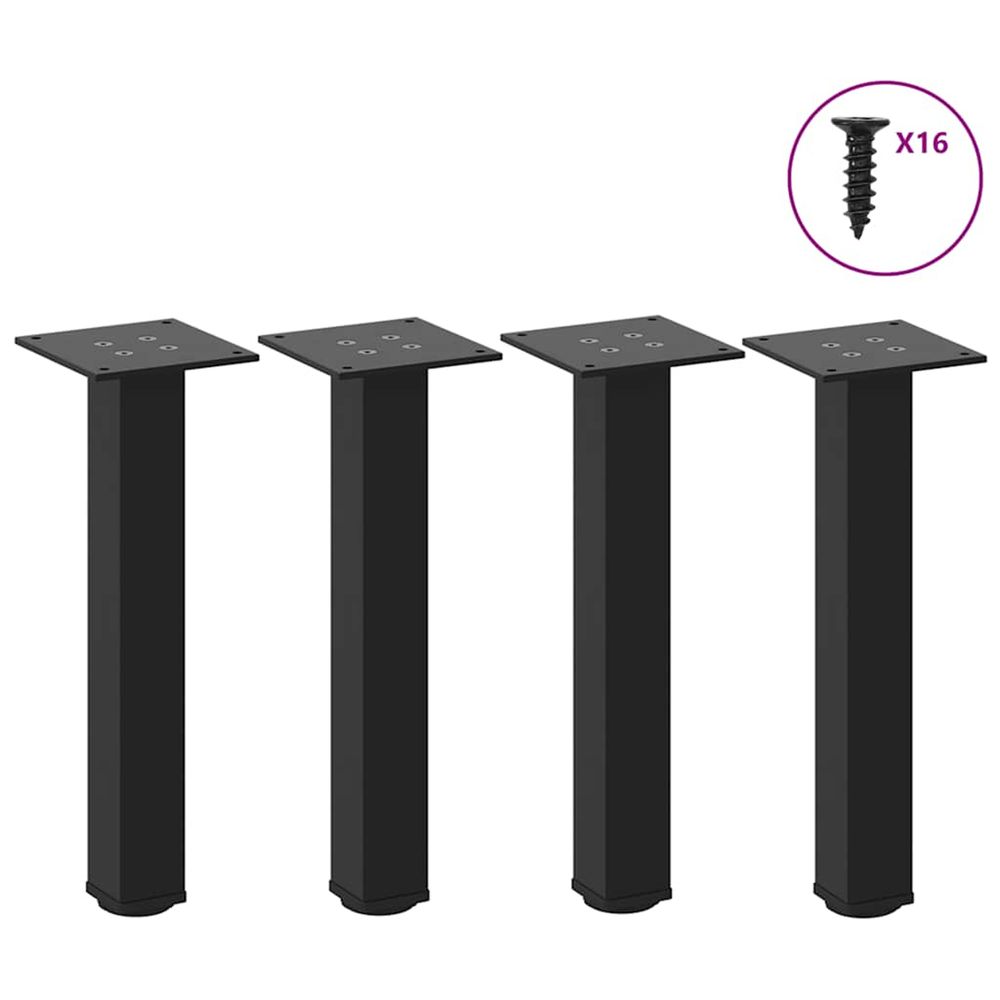 Pieds de table basse 4 pièces noir 42-44 cm acier