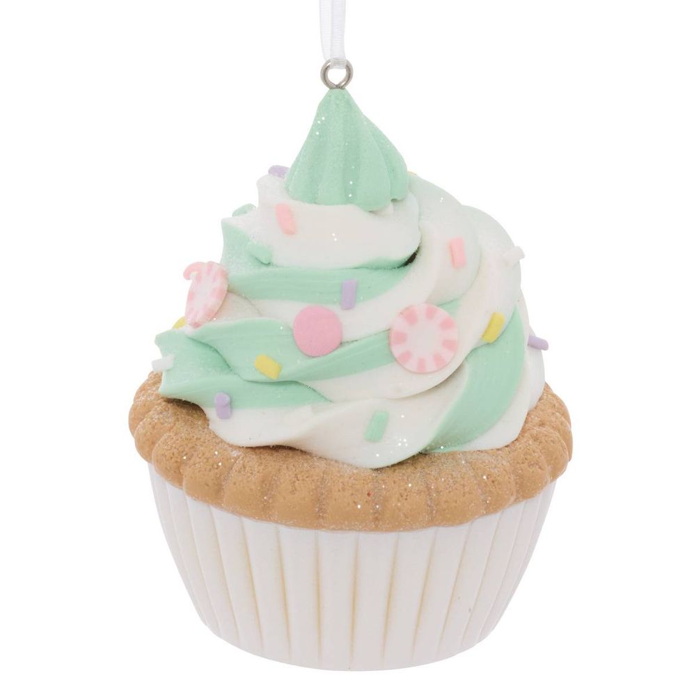 Suspension de sapin cupcake en résine pastel 9 cm