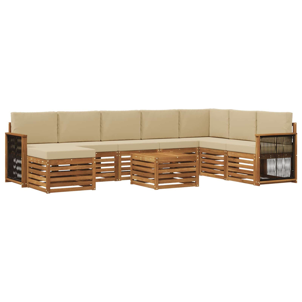 Ensemble de canapés d'extérieur avec coussin 7 pcs naturel