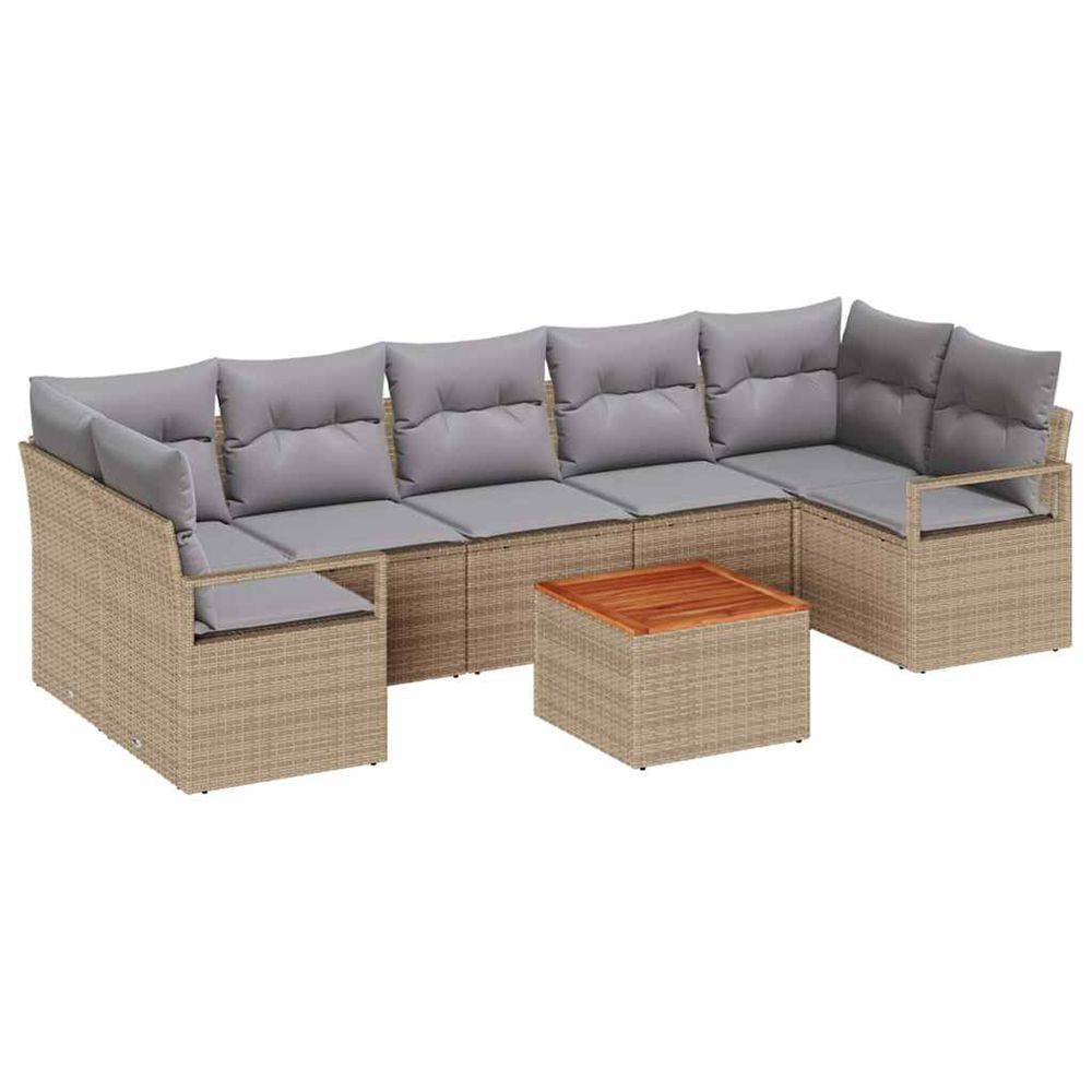 Ensemble de canapé de jardin 8 pc beige polyrotin