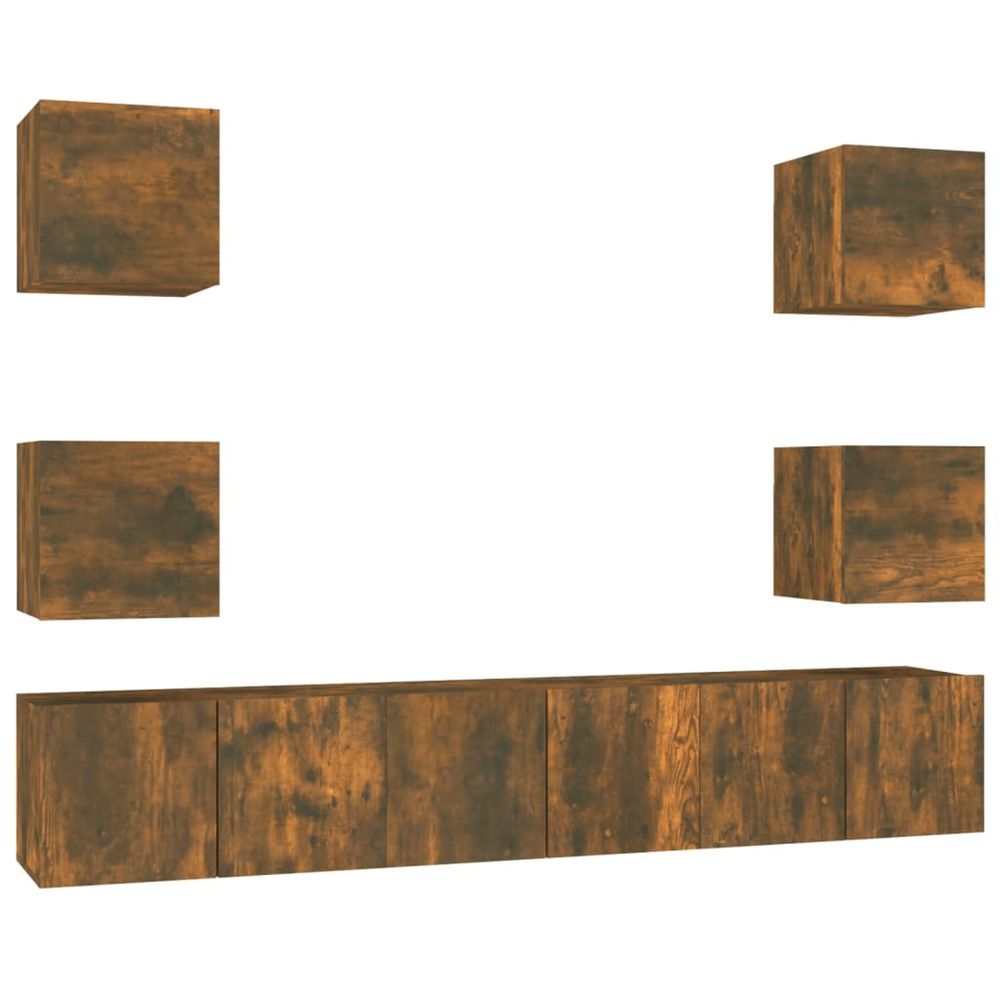 Ensemble de meubles tv 7 pcs chêne fumé bois d'ingénierie