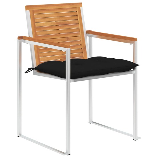 Chaises de jardin lot de 6 avec coussins bois d'acacia solide
