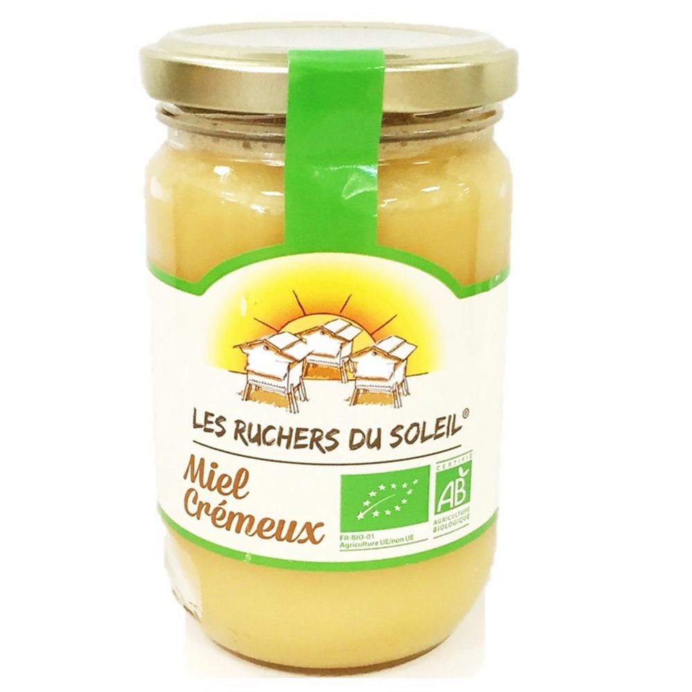 Miel de fleurs crémeux bio crémeux - les ruchers du soleil - pot 375g