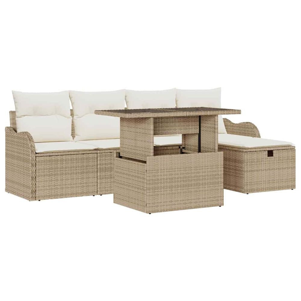 Ensemble de canapé de jardin 6 pc beige polyrotin