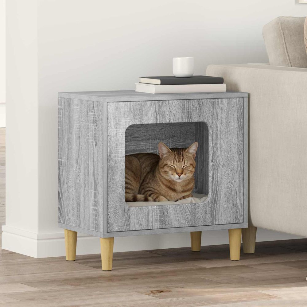 Niche chat haute gris sonoma repos 52cm pour chat moyen contemporain