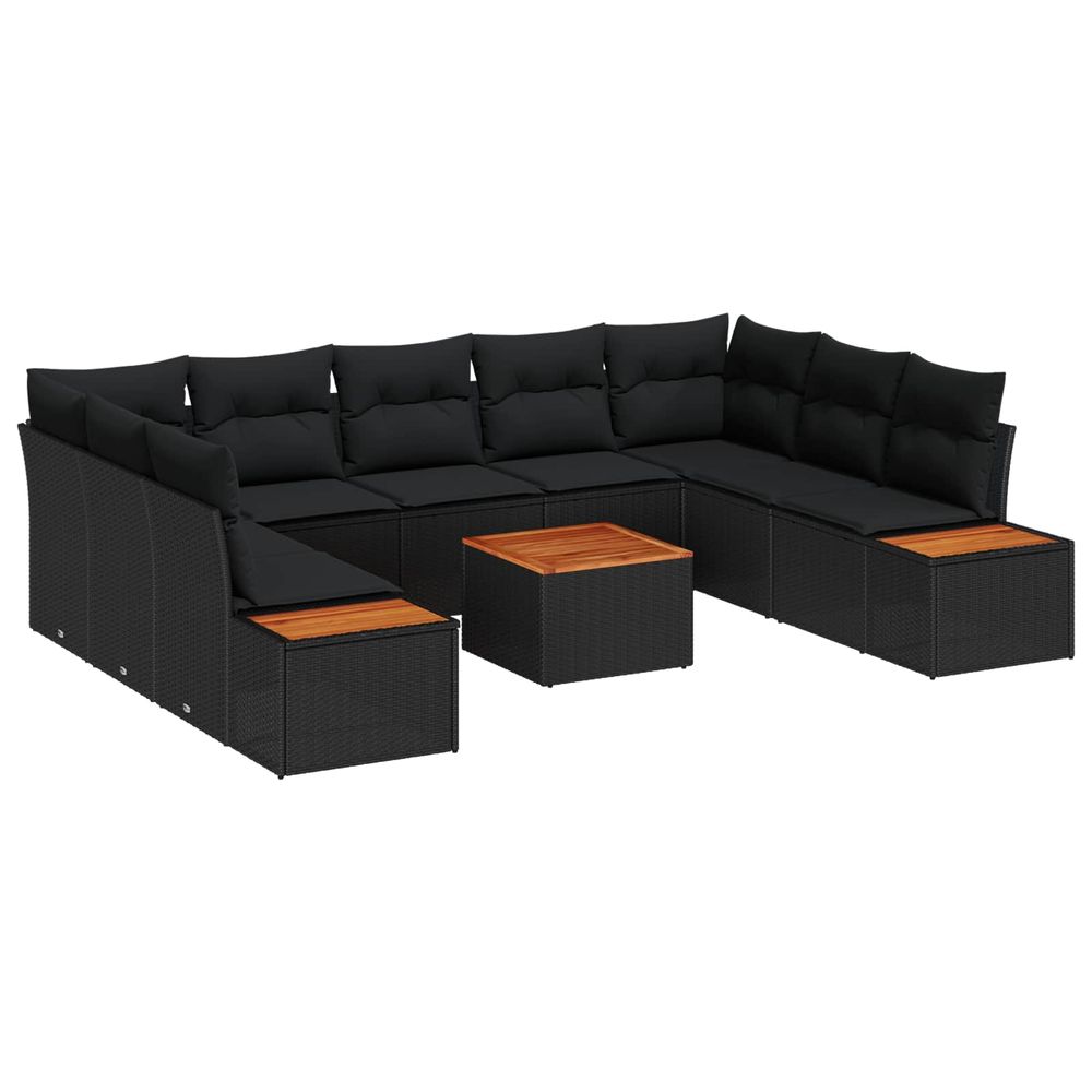 Ensemble de canapé de jardin 10 pc noir poly rotin