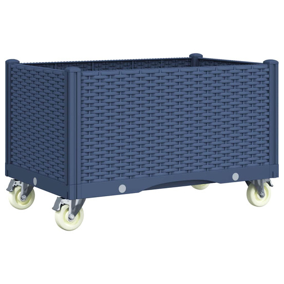 Jardinière d'extérieur à roulettes bleu gris 80x50x54 cm pp