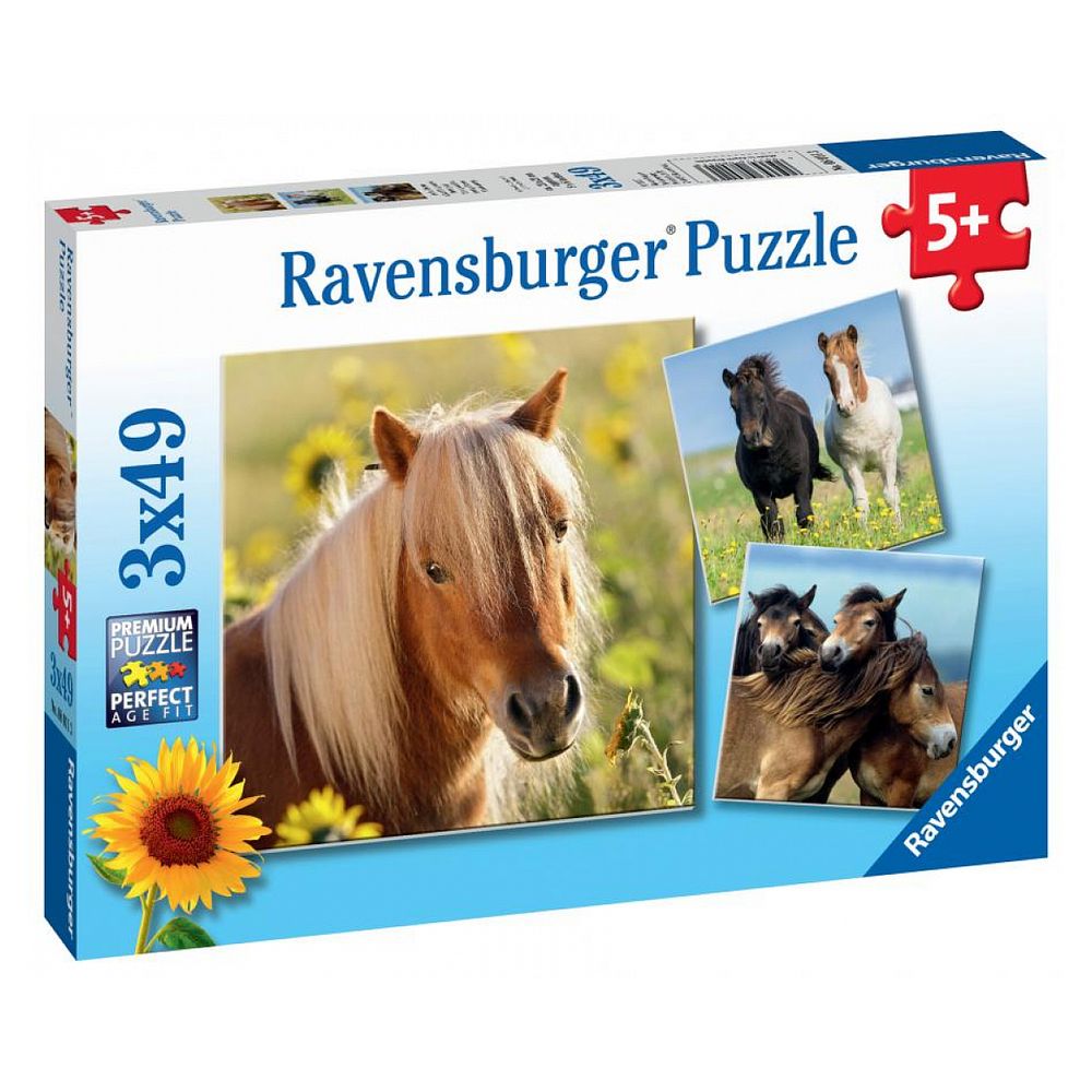 Puzzles 3x49 p adorables poneys