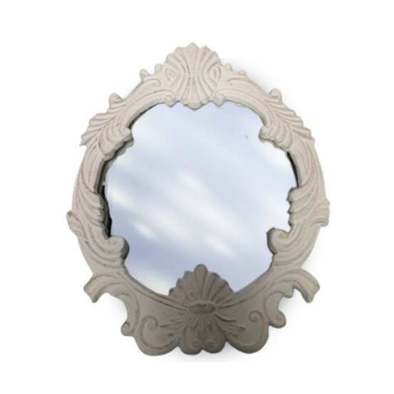 Miroir en ciment blanc l.20 x ht.25 cm