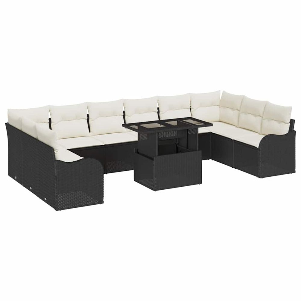 Ensemble de canapé de jardin 11 pc noir poly rotin