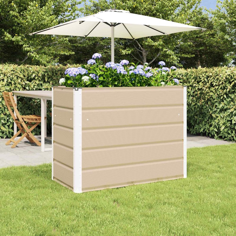 Jardinière haute acier galvanisé pour jardin balcon style moderne 100x50x77 cm ivoire