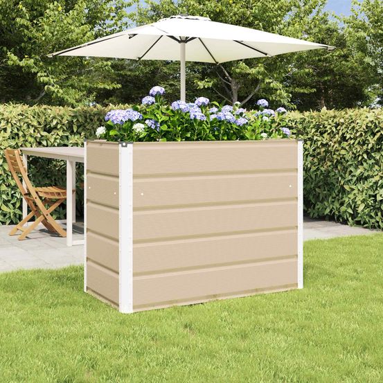 Jardinière haute acier galvanisé pour jardin balcon style moderne 100x50x77 cm ivoire