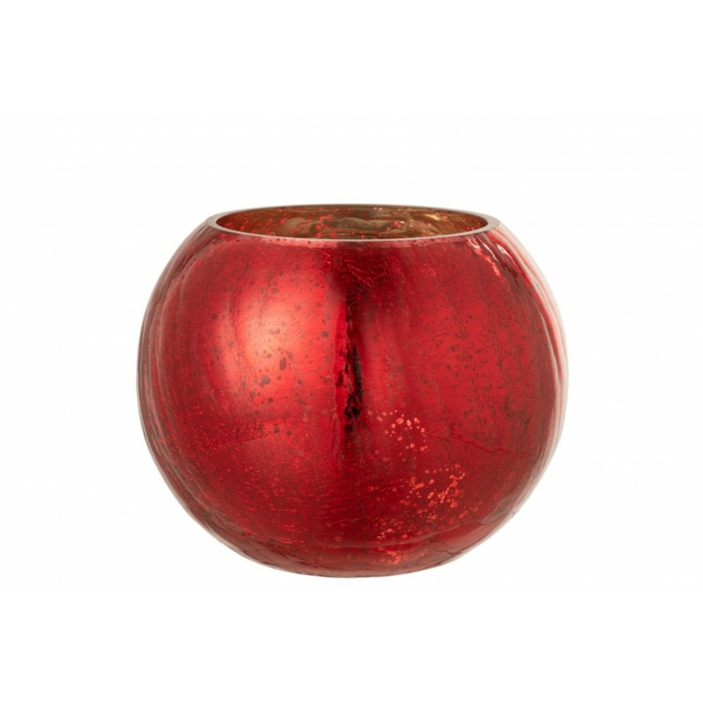 Photophore en verre rouge 20x20x16 cm