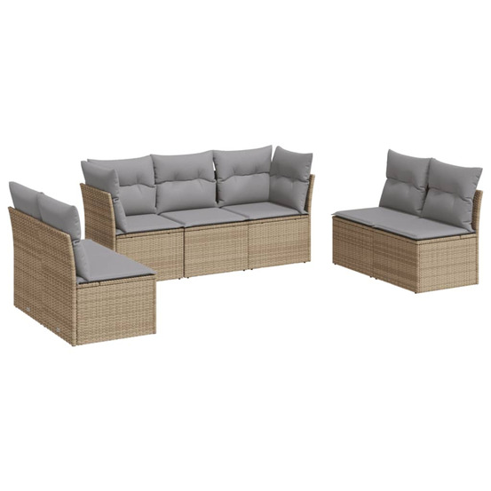 Salon de jardin avec coussins 7 pcs beige résine tressée