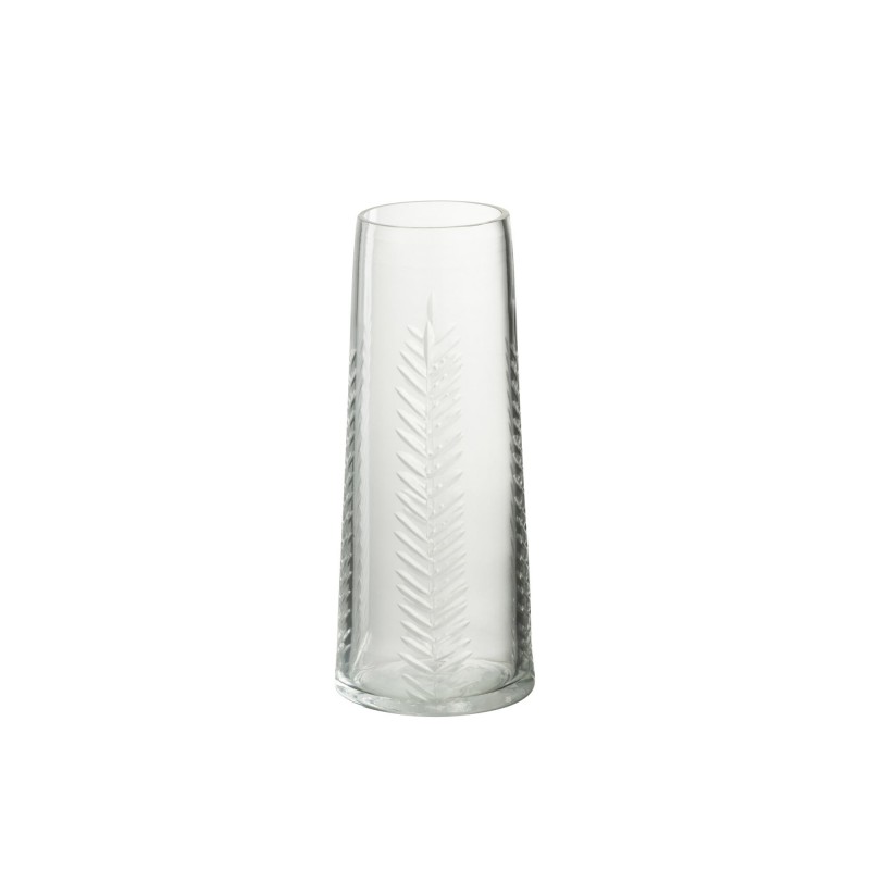 Vase avec motif feuille en verre transparent 6x6x15 cm