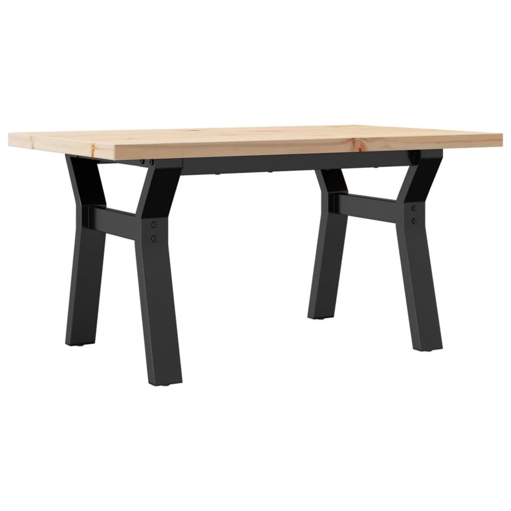 Table basse cadre en y 80x50x40,5cm bois de pin massif et acier