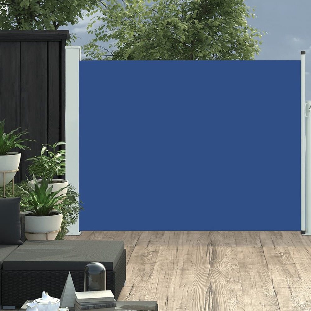 Auvent latéral rétractable de patio 140x500 cm bleu