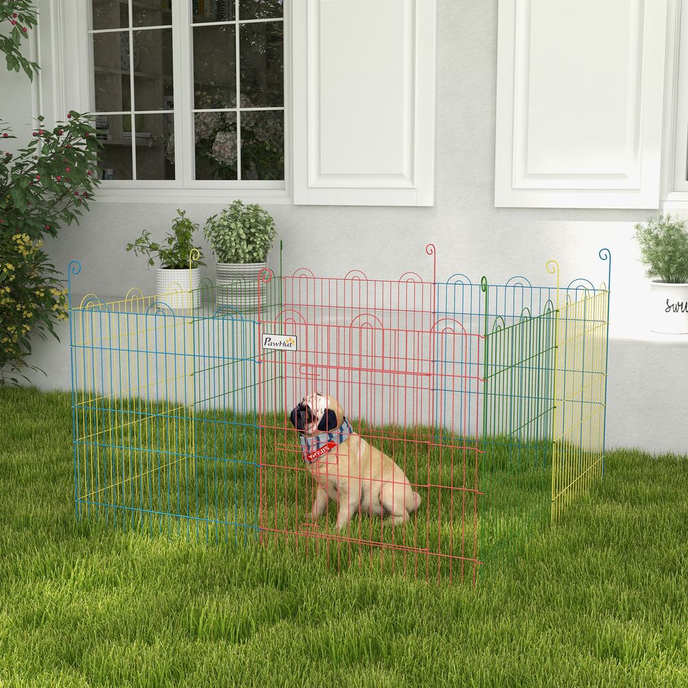 Enclos pliant pour chien et petits animaux en acier multicolore 156 x 156 x 60 cm avec 8 panneaux modulables