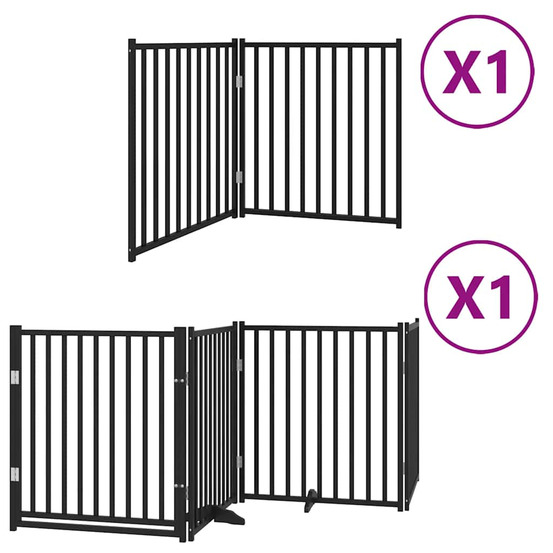 Barrière pour chien porte pliable 6 panneaux noir bois peuplier