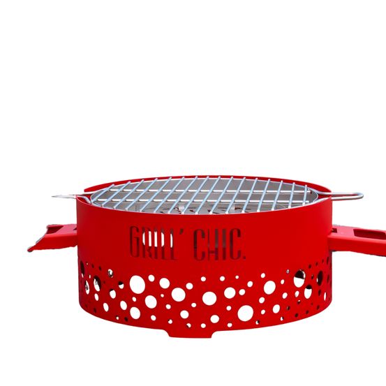 P'tit grill - acier - barbecue rouge - compact et performant, parfait pour une touche de couleur et des grillades savoureuses