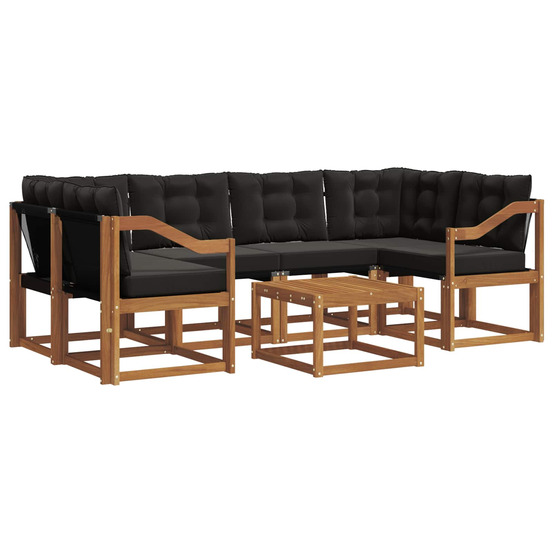 Ensemble de canapés d'extérieur 7 pcs naturel et noir