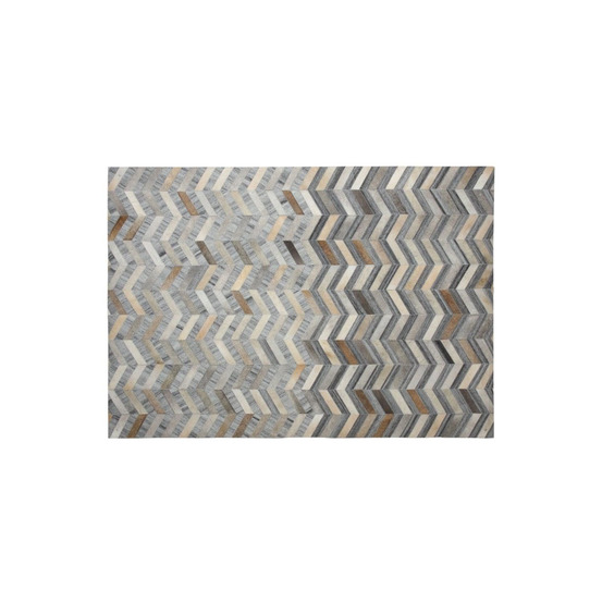 Tapis en peau de vache véritable géométrique gris