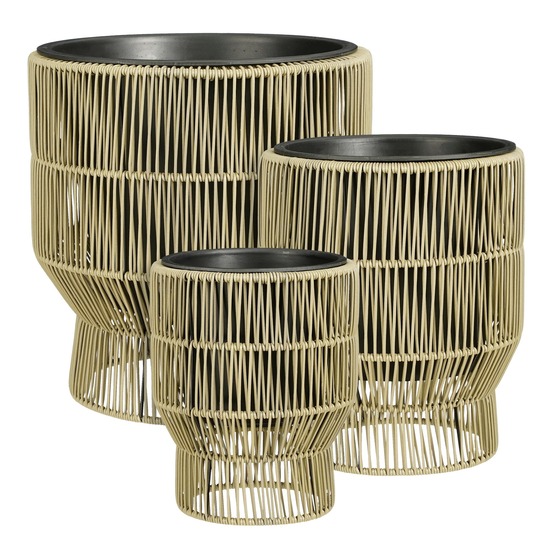 Mica decorations peta pot plante – lot de 3 – pot de fleur exterieur pour fleurs et plantes exterieur – vert